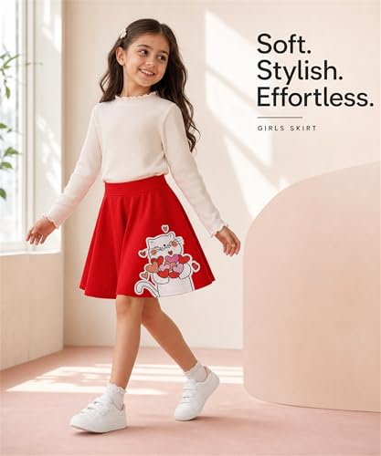 Image of KYDA KIDS Girls 100% Pure Cotton Skater Skirt with Attached Inner Shorts | Ideal for Summer Sports, Play & Casual Wear | Comfortable Fit for Girls Aged 2-16 Years