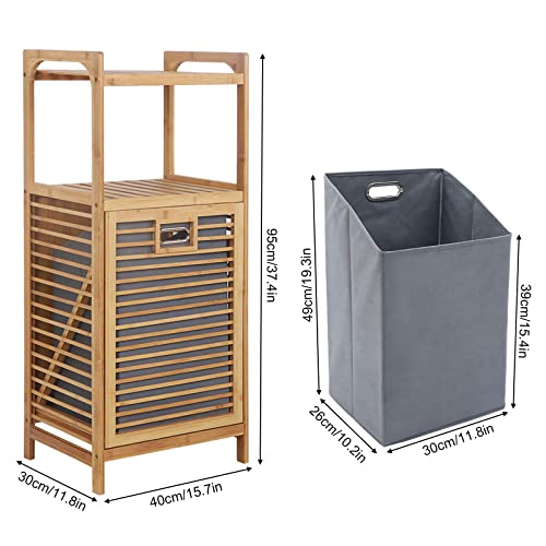 image for Eapmic 3-Tier Organizer Storage Shelf with Bamboo Frame and Pull Out F