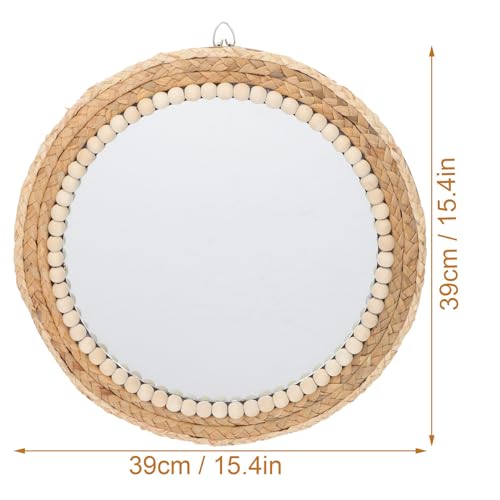 Miroir suspendu en corde d'herbe rustique pour ajouter de la dimension