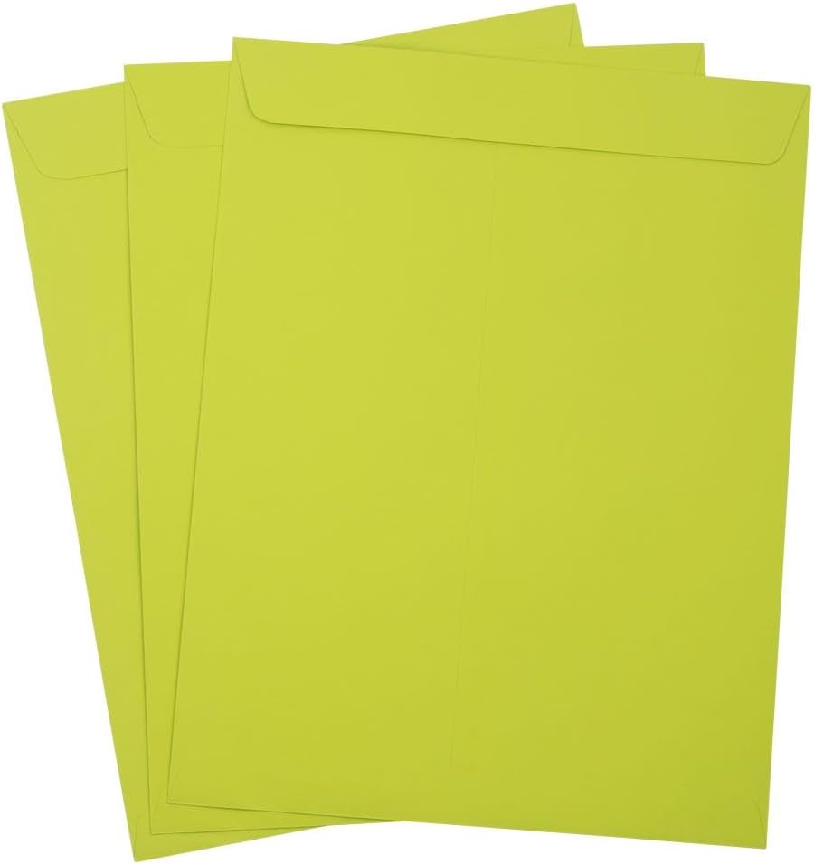 LUXPaper 10 x 13 Open End Envelopes | Peel & Press | Wasabi Green | 80lb. Text | 250 Qty