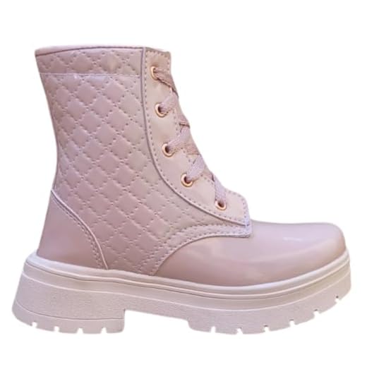Bota Infantil Menina Botinha Feminina Coturno Junina Verniz Confortável Moda Inverno (Bota Rose Verniz Infantil Menina, BR, Criança de 4 a 8 anos, Numérico, 28)