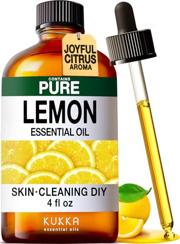 KUKKA Lemon Essential Oils - 4 Fl Oz - for Hair, Skin, Diffuser, Aromatherapy & DIY Soap Making Scent