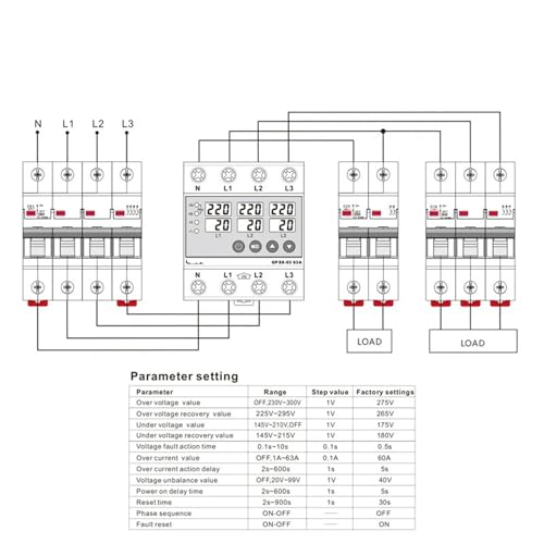 Moniteur de surtension triphasé GPS8-03 pour éviter les pannes de moteur 63A