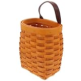 IMIKEYA Tragbarer Aufbewahrungskorb mit Ledergriff Handgewebter Wandhängekorb für Gemüse und Obst Dekorativ und Praktisch für Büro und Zuhause