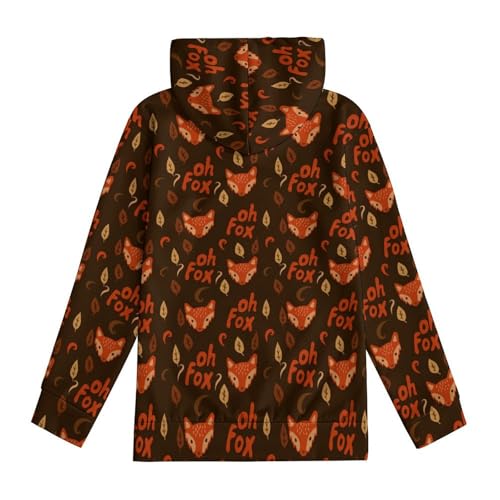 Cute Foxes Pattern Hoodie Teens Sweatshirts Pullover Hoody Casual Loose Kids Hooded Sport Shirt Tops 7-18 Years4