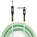 M MAKA Premium Guitar Coil Cable 30 Feet, Instrument Coiled Curly Cord for Guitar Bass, 1/4 inch Right Angle to Straight, Surf Green