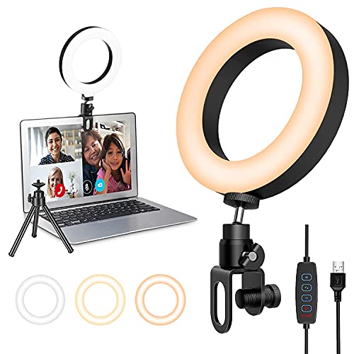 Ring Light, 6 Luce ad Anello Led Con Estensibile Treppiede Con 3 Altezze,Treppiedi Cellulare Portabile,3 Modalità & Luminosità di 10 Livelli per YouTube,Tik Tok,Selfie,Trucco,Fotografia Video