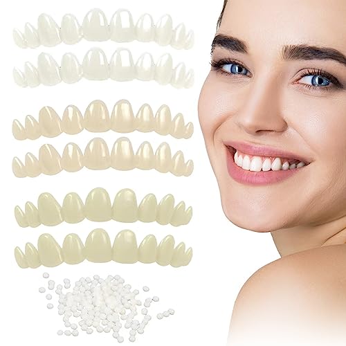 Tooth Repair Kit，Temporary Natural Shade Fake Teeth For Filling The Gap, Moldable Fake Teeth And Thermal Beads Replacement Kit Replace The Missing Or Broken Tooth-6Pcs（D-3) #TOP16