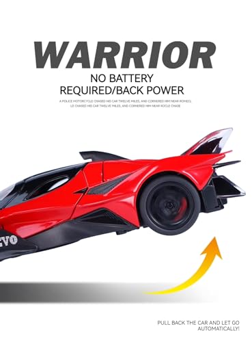 Image of Apollo Project Evo Toy Car Supercar - 1:32 Scale Die-Cast Alloy Model, Pull-Back with Openable Doors, Light & Sound, Gift for Kids & Collectors (Red)