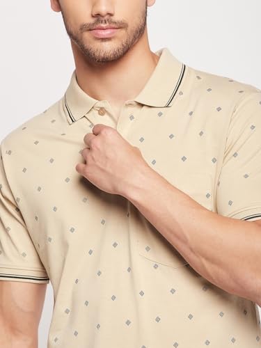 Image of UNIBERRY Men's Cotton Blend Half Sleeve Printed Polo Neck T-Shirt Has A Short Sleeve & Pocket On ChestBZRMT6-MR