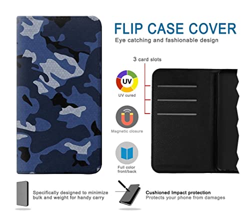Étui cuir Google Pixel 10a camo bleu marine anti-rayure pour écran et objectifs