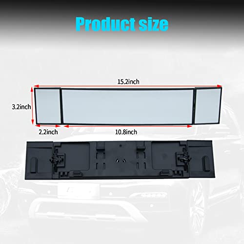 Qodolsi 1 Pc Hd Rear View Mirror, 15.1In X 3.1In 360 Degree Tri-Fold Panoramic Rear View Mirror, Anti-Glare Baby Assist Mirror, For Cars, Suvs, Trucks Interior Curved Reversing Wide Angle Mirror #TOP1