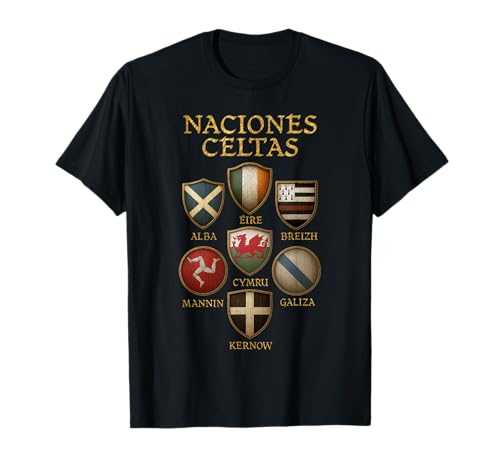 Naciones Celtas Escudo Banderas Mitología Tribal Galicia Camiseta