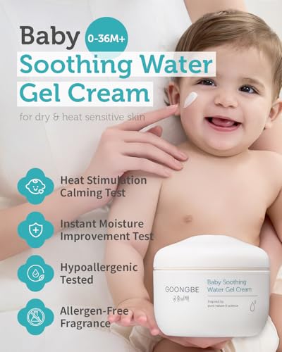 Image of GOONGBE Sun Lotion SPF 40 & Baby Soothing Water Gel Cream - Zinc Oxide Mineral Sunscreen & Cooling Moisturizer - Korean Skincare for Babies Kids - Hypoallergenic Formula, 2.82oz & 3.38oz
