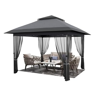 GarveeLife 12'x12' Softtop Gazebo, Outdoor Pop Up Gazebo with Mosquito Netting, Party Tent & Shelter with Double Roofs for Gardens, Patios, Lawns