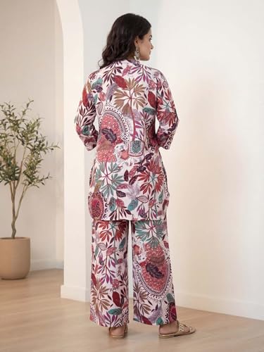 Image of Leriya Fashion Kurta Sets for Woman | Co ord Set for Women Stylish | Kurti Set for Woman | Short Kurti for Women | Kurtis | Ethnic Jaipuri Straight Kurta Set with Palazzo Pants | Salwar Suit for Party Outfits