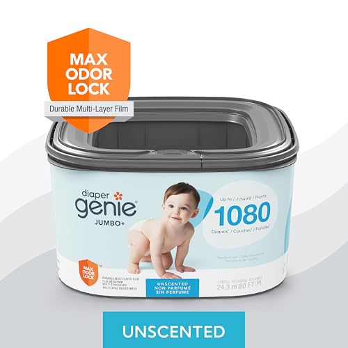 Image of The Diaper Genie Jumbo Square Refill, with Continuous Film, can Hold up to 1080 Newborn-Sized Diapers per Refill (Pack of 2)