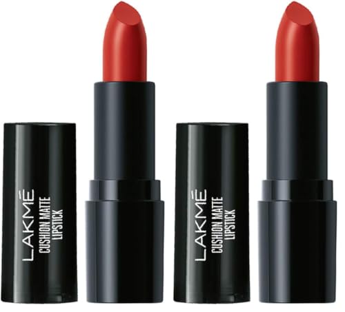 Image of Lakme Cushion Matte Lipstick, Red Rose, 4.5 g (Pack of 2)
