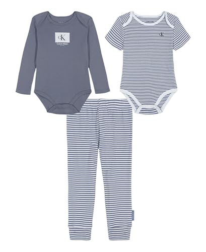 Calvin Klein Baby Boy's 2-Pack Bodysuit and Pants Set, Flint Stone/Plein Air, 18 Months - image 1