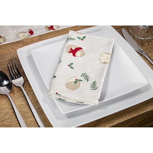 Servilletas de erizo navideñas de algodón textil Premier para mantel festivo 3