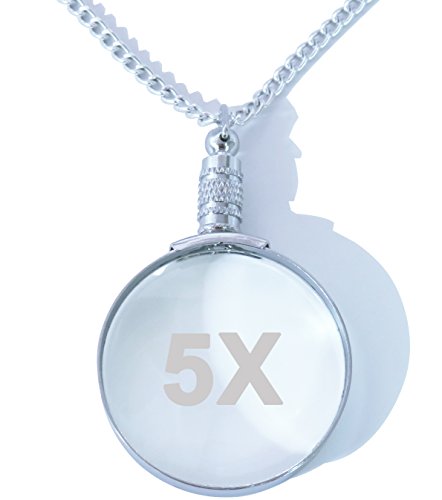5x Silver Magnifying Glass Necklace /Pendant Magnifier with 30