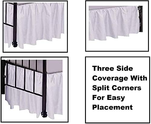 Miniatura 2 de Royalbeddingking - Falda de cama con volantes color marfil con esquinas divididas, tamaño Queen de 20 pulgadas, longitud de caída, cobertura de tres