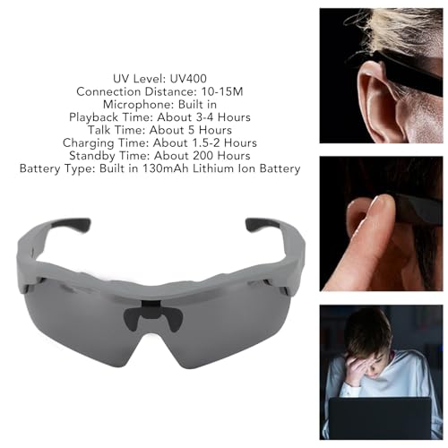 XUMIUZIY Smart Bluetooth Glasses, UV400 Polarized Cycling Glasses for Men Women, Support Music Playback Voice Call Smart Sunglasses for Fishing Cycling Running - Image 3