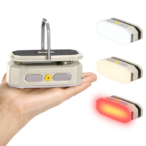 BougeRV Campinglampe mit 3200mAh, Sensorlicht aufladbar, 380 Lumen, Camping laterne mit Haken & Magnet, für Camping, Reise, Notfall, Khaki