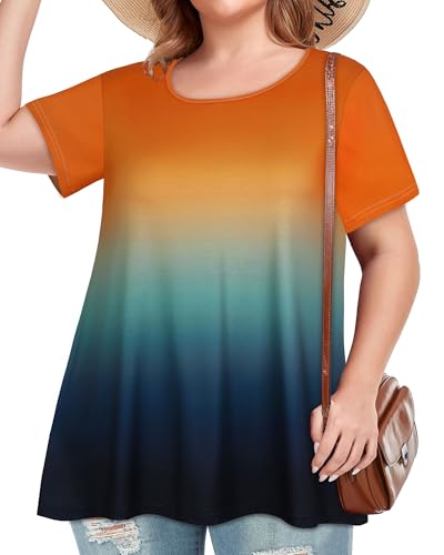 Image of JOELLYUS Plus Size Tops for Women Tunic Floral Casual Short Sleeves T Shirts Flowy Blouses 2026
