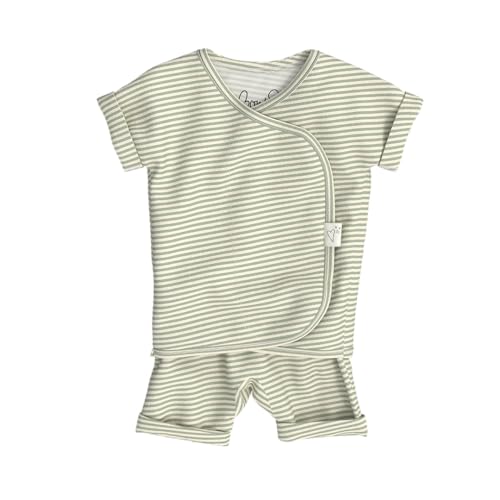 Bonsie Skin to Skin Babywear Romper - Green Striped Baby Short Sleeve - Mint Twist