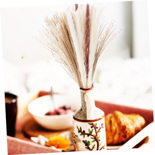 ABOOFAN 180 Peças Flores de junco secas grama falsa planta falsa fofo seco decoração plantar decoraç