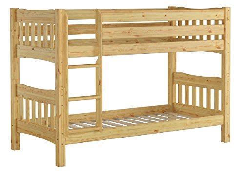 Erst-Holz®Etagenbett Kiefer Natur Massivholzbett 90x200 Stockbett Hochbett...