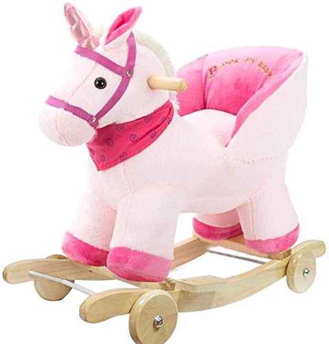 ZHANGYUEFEIFZ Schaukelpferd Plüsch Schaukeltier Pferd Rocking Horse Kinder Mit Musik Dual-Use Baby Rocking Cradle…