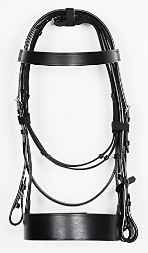 PLAIN HUNTER BRIDLE NEGRO CON NOSEBAND DE 5 cm & BROWBAND DE CALIDAD PREMIUM Cover