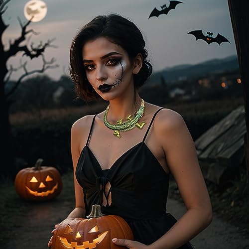 BriLove Women's Gothic Stylish Crystal Crocodile Statement Necklace for Halloween Costume Cospaly Party Prom Accessories Green Gold-Tone4