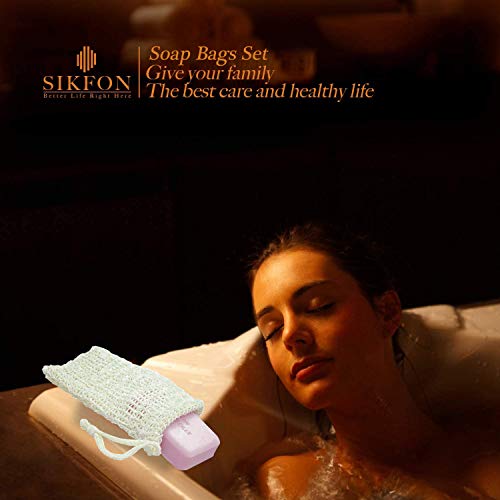 Soap Bag Set, Sisal Soap Bag And Exfoliating Soap Bags Mesh Net Natural Soap Saver Bag With Pouch Holder For Facial Body Cleansing & Foaming Shower Bath (Color Random) #TOP6