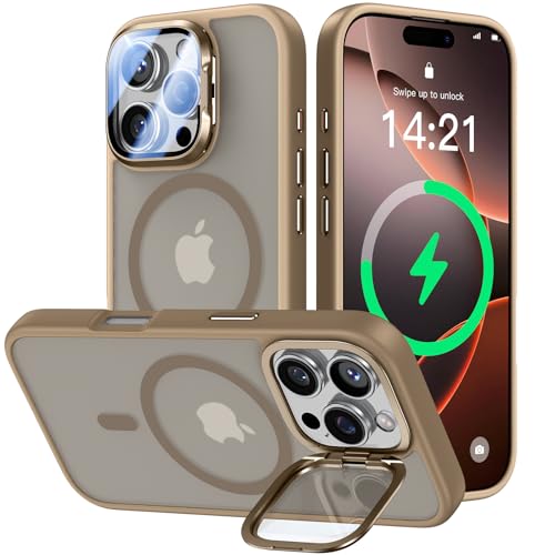 [Upgraded] for iPhone 16 Pro Max Case with Camera Cover Stand [Fit for MagSafe][9H Camera Lens Protector] Mil-Grade Protection Translucent Magnetic iPhone 16 Pro Max Phone Case, Rose Gold by VOFATA - Used condition - CA$12.63
