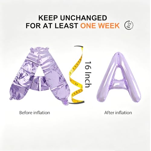 Image of Purple Foil Letter Balloons, 52 Pcs Alphabet Balloon Kit for Party Banner | Individually packed for easy sorting; equipped with hand pump for fast inflation, fully inflated state lasts multiple days