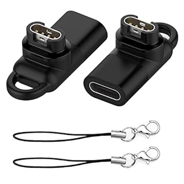 2 Pack USB-C Female to for Garmin Watch Charger Connector Male Adapter, Type C to Charging Adapter for Garmin Instinct 2 Solar/Fenix 5/6/7X/7/6X/Venu 2 Plus/EPIX/Forerunner 955 255_AB