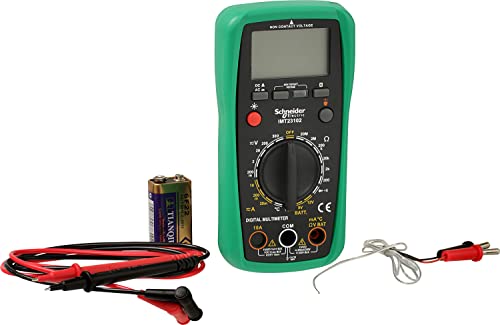 Schneider Electric Thorsman Digital Multimeter mit LCD-Display, beleuchtet, Kategorie 3, 300V, Batterie 9V, grün, Artikelnummer IMT23202