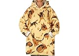 Huglanket German Shepherd Gifts for Women Men, Wearable Flannel Blanket Hoodie, Oversized Hooded Sweatshirt, One Size, Cartoon