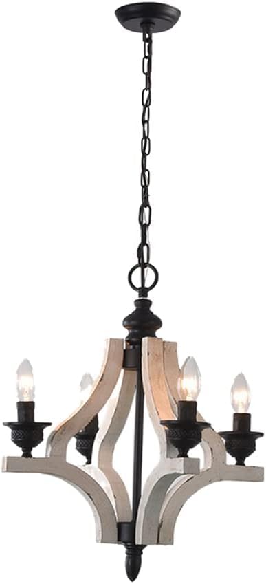 Suspension en bois à 4 lumières style rustique pour salle à manger