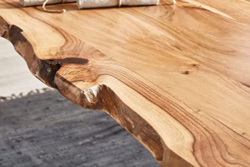 Esstisch mit Baumkante 140×80 cm aus Akazienholz mit X-Gestell
