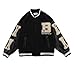 HSY SHOP Giacca da Baseball da Uomo Giacca College Unisex Giacca College Giacca Felpa Giacca Sportiva Vintage Streetwear Oversize Patchwork (Color : Black, Size : XL)