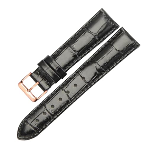 Correa de reloj de cuero genuino estilo cocodrilo elegante para hombre y mujer 15-22mm