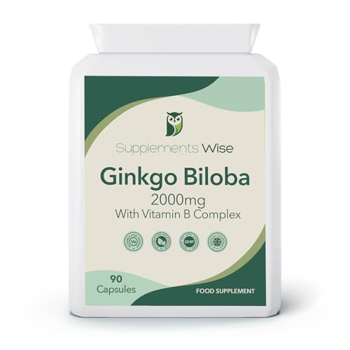 Ginkgo Biloba Capsules 90 x 2000mg - Dizziness and Vertigo Treatment - Focus Tablets Concentration Pills for Brain Memory - Blood Circulation -Ginkgo Biloba Herbal Supplements with Vitamin B Complex