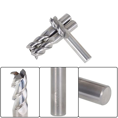 Image of 1 /2 Inch Milling Cutter 3 Slot Carbide End Milling Cutter Suitable for Aluminum Cutting Non-Ferrous Metal Cutting 3 Pieces