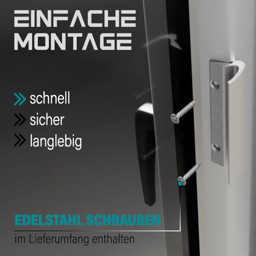 VOOXA Premium | Alu Balkontürgriff + Befestigungsschrauben | Silber Farbe - matt | gewölbter Griff, komfortable Handhabung für Balkon-/Terassentür außen