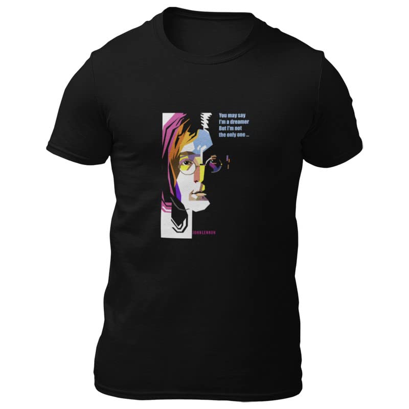 Pure Cotton Chest Print T Shirt-Tribute to John Lennon-Rock Music Legends-1-by ZingerTees-Men-EL9120348-M-MAS