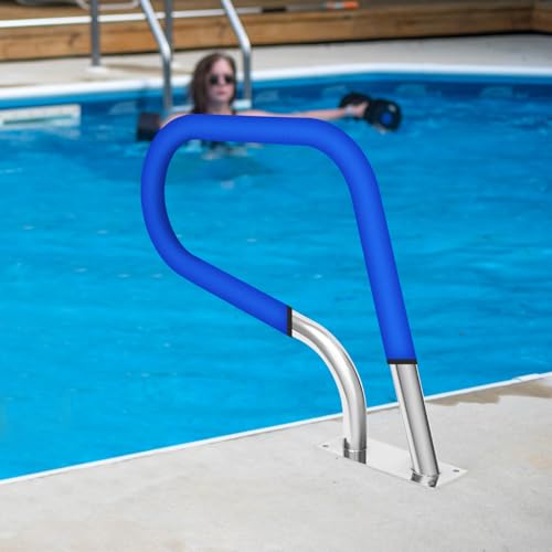 MEELRYD Barre d'appui de piscine en acier inoxydable - Main courante de piscine - Design incurvé - Pour piscines, spas, parcs aquatiques, etc. - Charge...